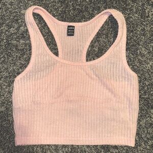 SHEIN Light Pink Ribbed Crop Top